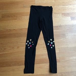 Black Leggings with Hearts on Knee
